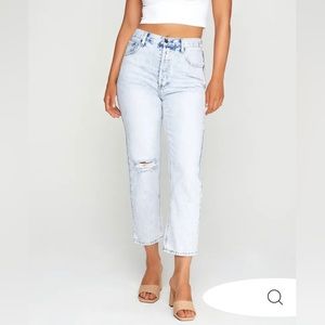 Vici straight leg distressed high rise jeans